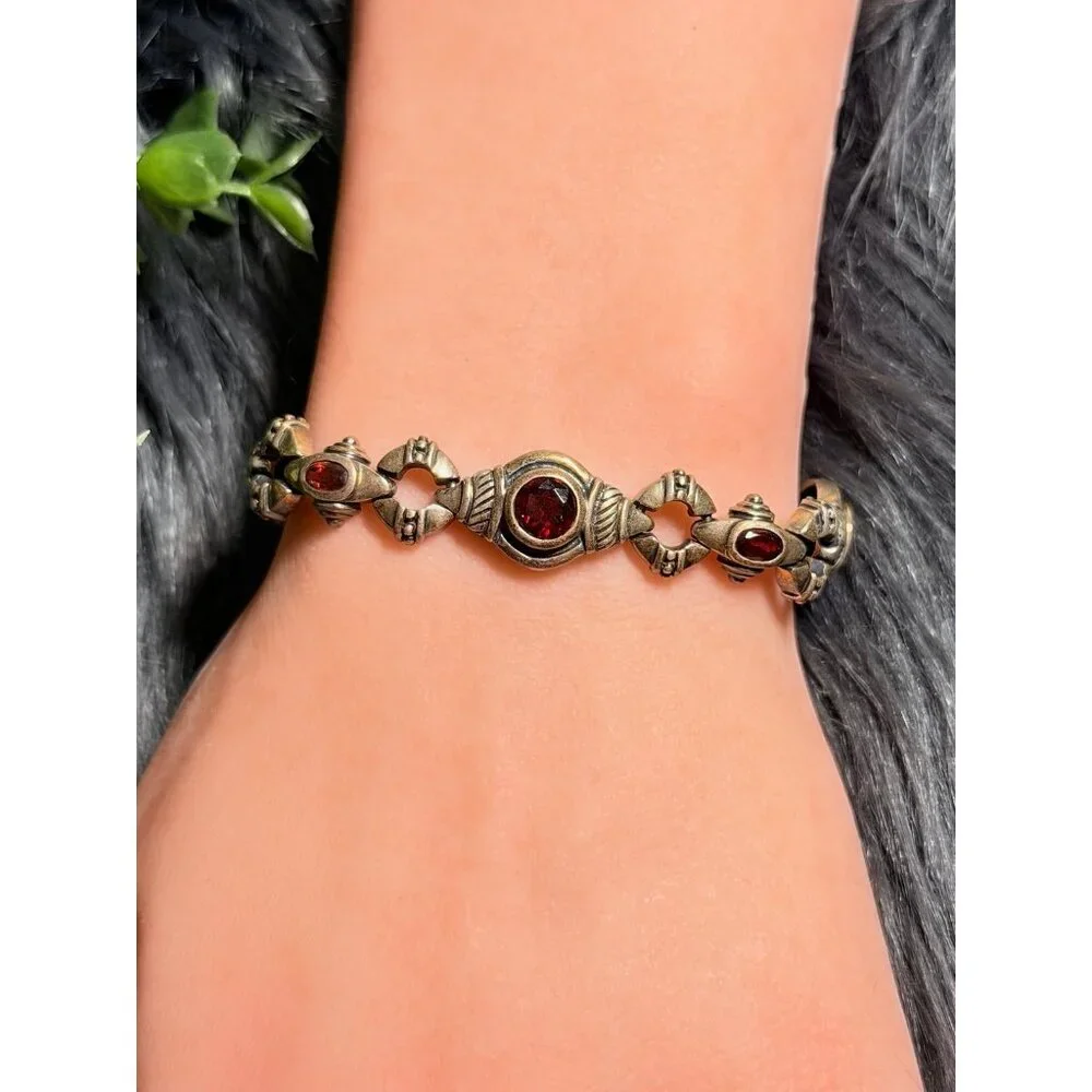 Silver 925 Garnet Bracelet